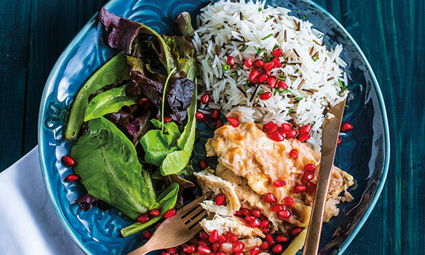 Escalopes de frango com arroz selvagem